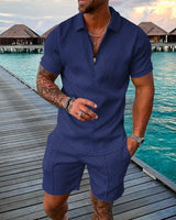 Diego™ | Conjunto de camisa polo azul playa y pantalones cortos