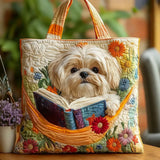 Bolso Artesanal | Shih Tzu con Libros y Flores