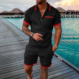 Pablo™ | Conjunto polo y pantalones cortos en color carmesí noche