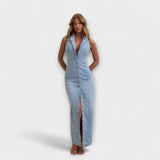 Lacey - Vestido maxi de denim con lavado delicado