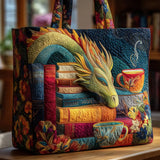 Bolso Artesanal | Dragón Leyendo Libros y Tazas