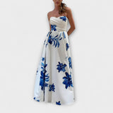 Rosalie - Vestido maxi floral chic con hombros al descubierto