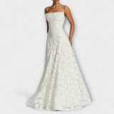 Emberly - vestido maxi elegante de tejido jacquard
