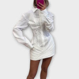 Indie - Vestidos plisados blancos con mangas largas
