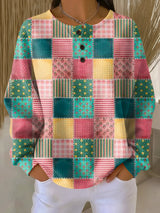 Claudia | Jersey patchwork en rosa y turquesa