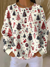 Irene | Jersey navideño blanco con pinos y esferas
