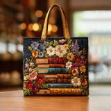 Bolso Artesanal | Diseño Floral y de Libros