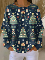 Rosa | Jersey navideño azul oscuro con abetos