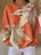 Teresa | Jersey naranja con hojas de otoño