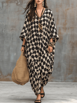 Vestido maxi caftán de inspiración bohemia con lunares y corte holgado