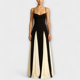 Ember - Vestido maxi de silueta en A con paneles de tul, elegancia clásica