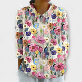 Kelly - blusa vintage de algodón y lino con estampado floral